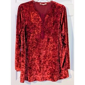 Indigo Thread Co Velvet Embroidered Tunic Top Red Tassel Tie Size XL NWOT $59